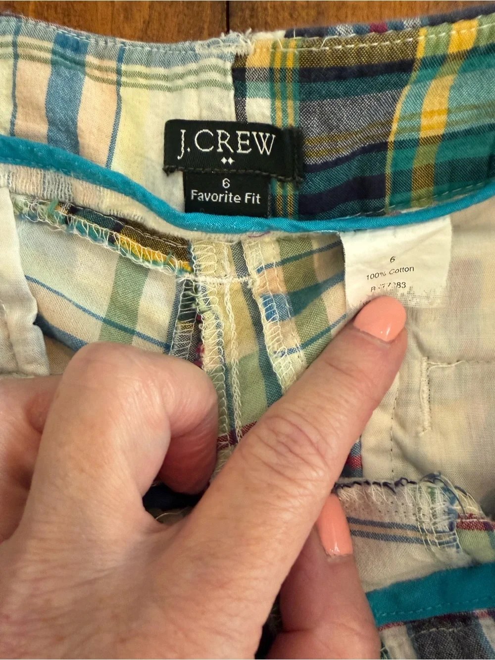 J. Crew Factory Madras Patchwork Plaid Cropped Pants - Picture 6 of 9